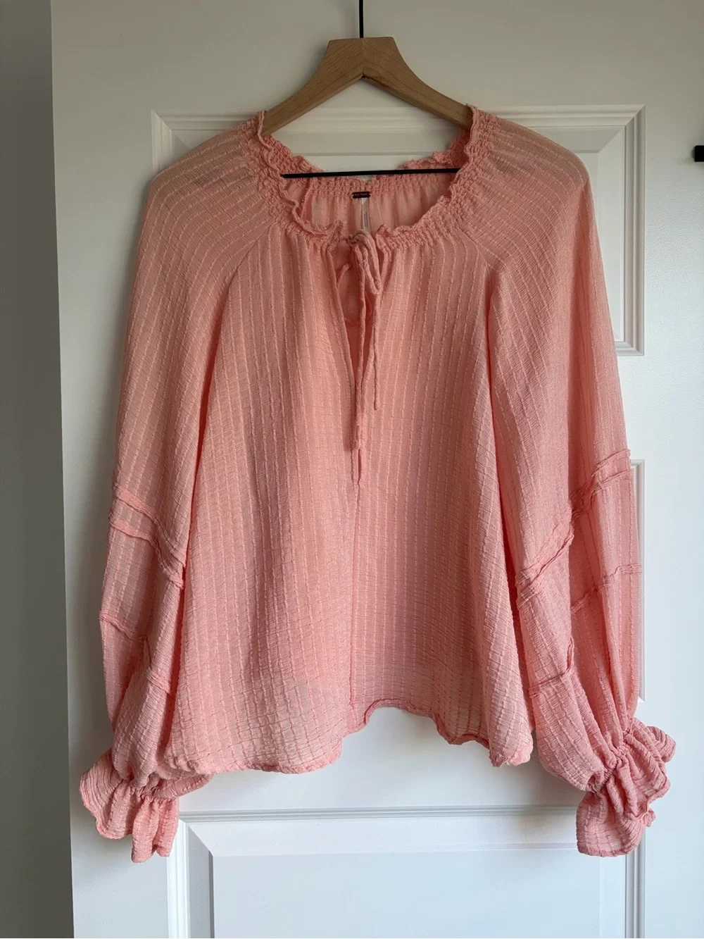Free People Out of Town Split Neck Blouse - Size Small